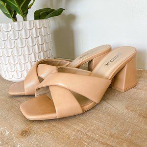 Soda Tan Twist Block Heel